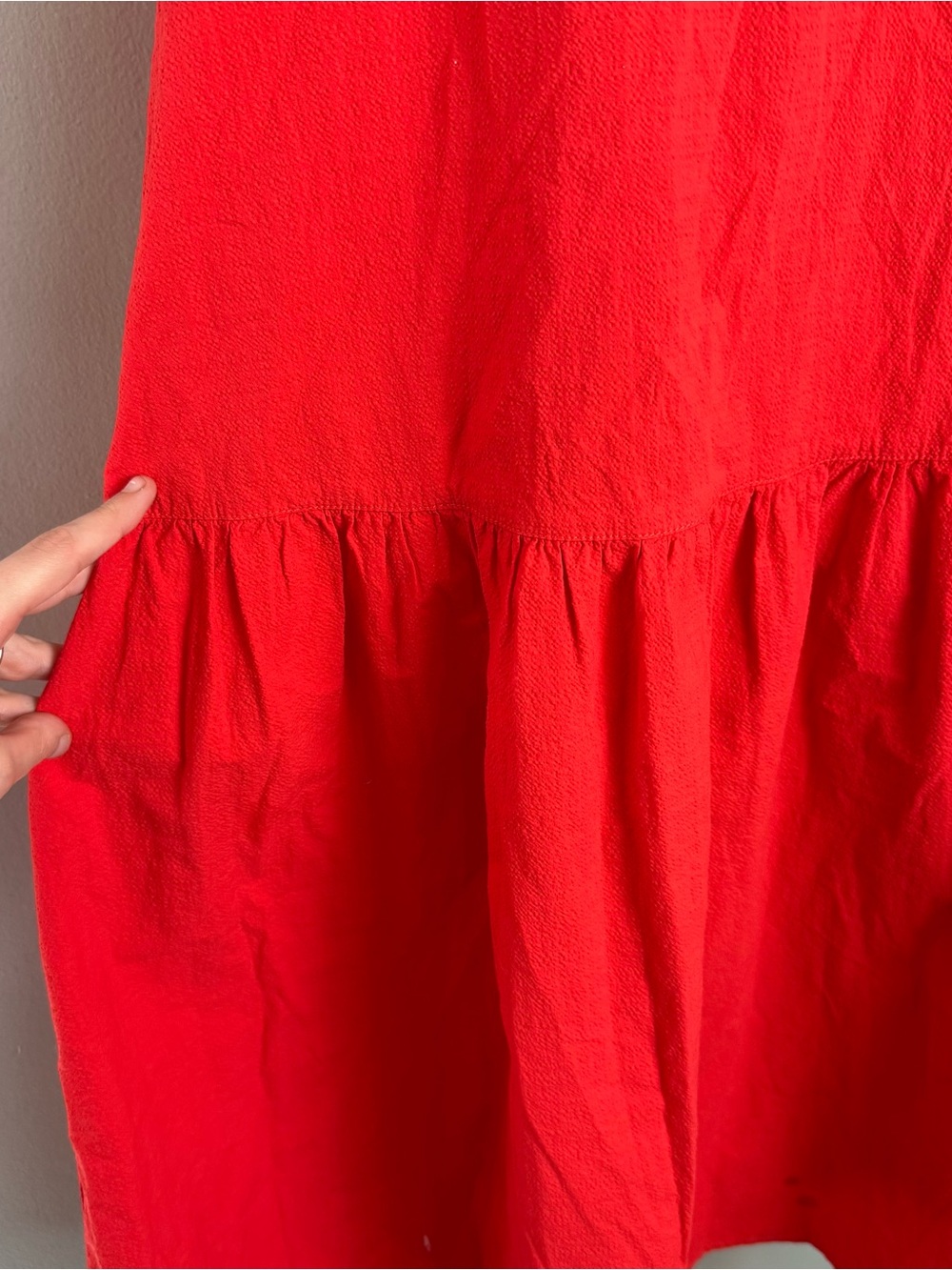 Everlane Red Open Strappy Back Tiered Cotton Midi Dress Size 4 - Picture 3 of 15
